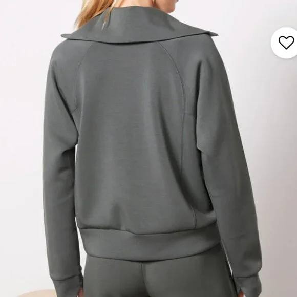 SPANX AirEssentials Half Zip Dark Palm Luxurious Soft Comfortable Size L - Picture 3 of 7